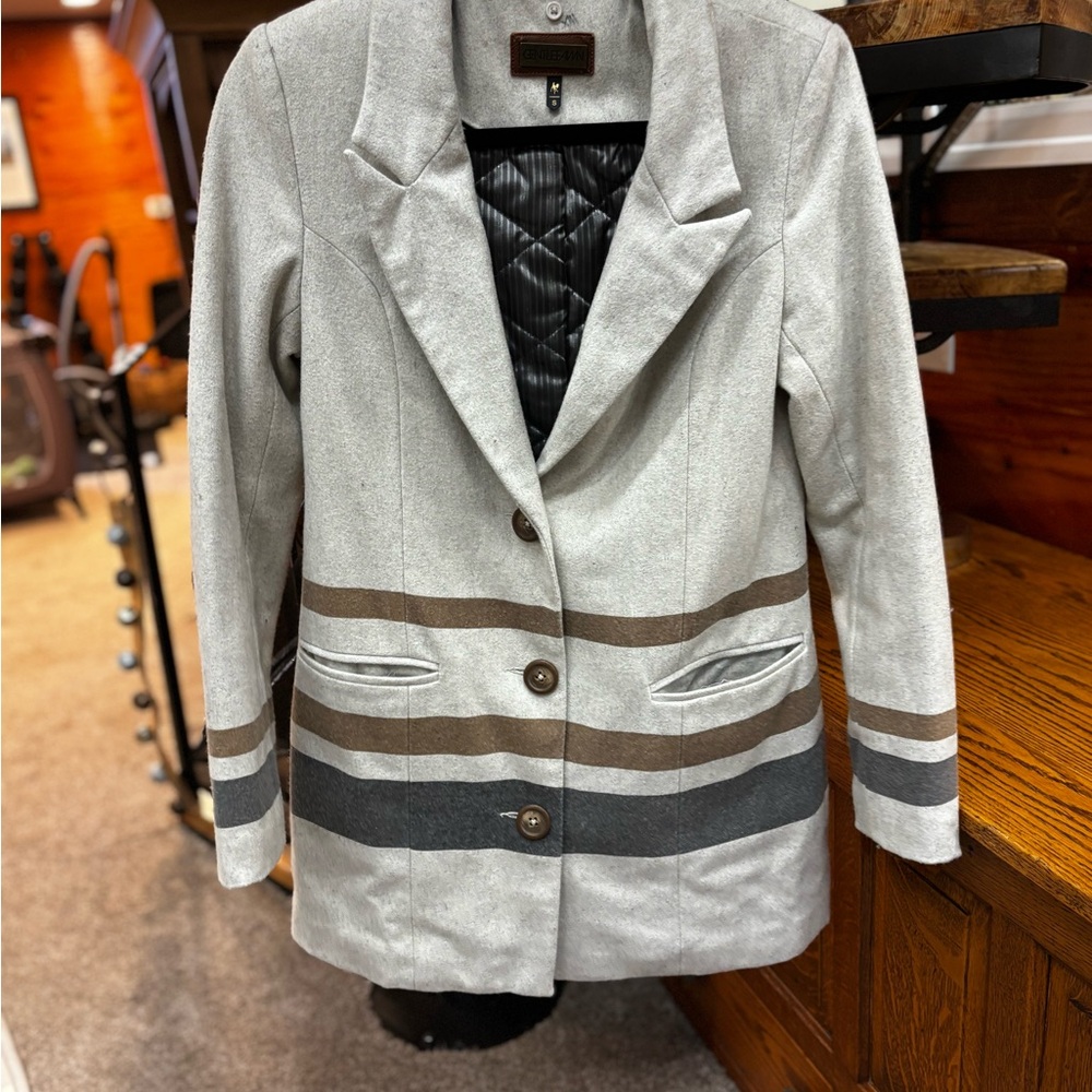 Gentle Fawn Gray Jacket with Brown and Black Stripes